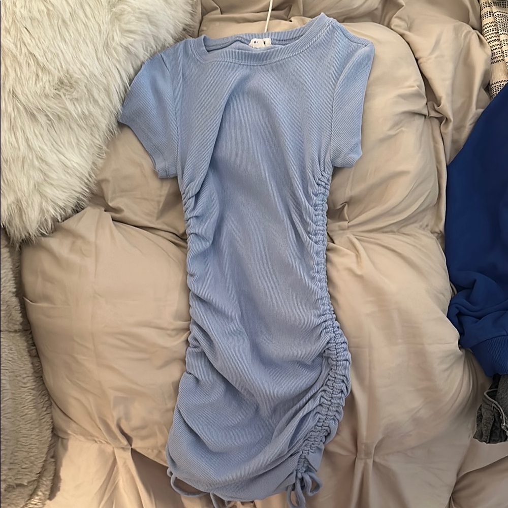 GARAGE Light Blue Ruched Dress